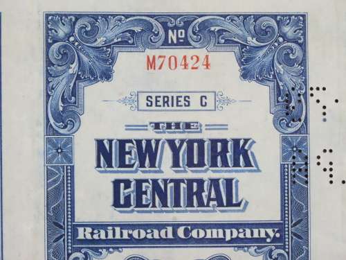 1921 New York Central Railroad Company, $1000 Bond Certificate M70424