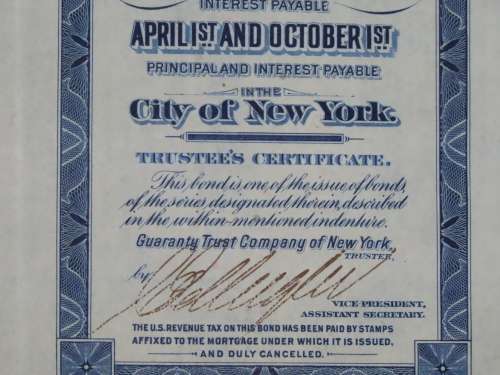 1921 New York Central Railroad Company, $1000 Bond Certificate M14619