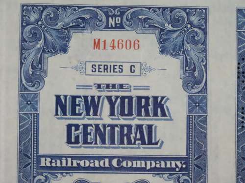 1921 New York Central Railroad Company, $1000 Bond Certificate M14606