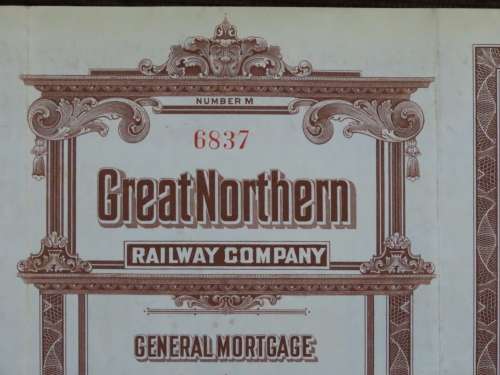 1926 Great Northern Railway Company, $1000 Gold Bond Certificate 6837