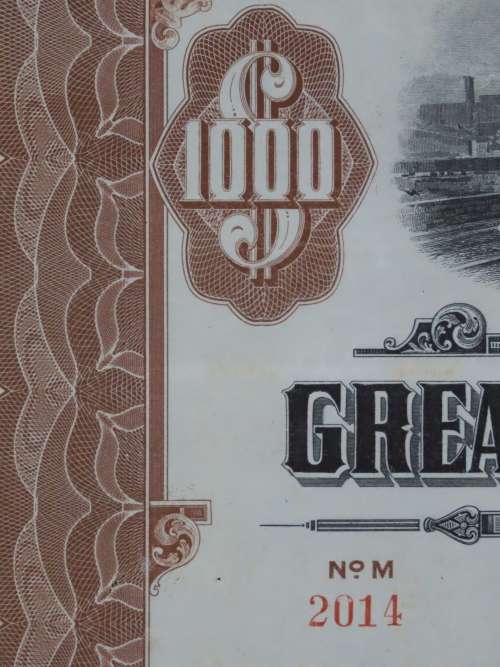 1926 Great Northern Railway Company, $1000 Gold Bond Certificate 2014