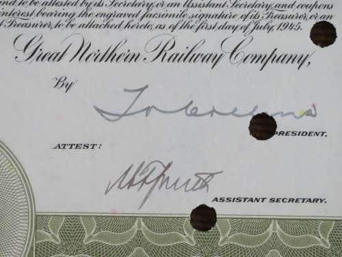1945 Great Northern Railway Company, $1000 Gold Bond Certificate 23337