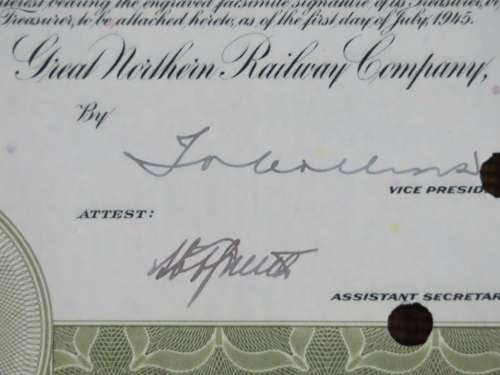 1945 Great Northern Railway Company, $1000 Gold Bond Certificate 23506