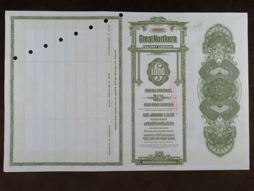 1945 Great Northern Railway Company, $1000 Gold Bond Certificate 23587