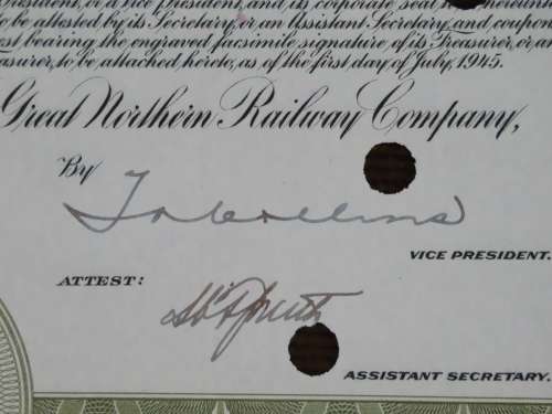 1945 Great Northern Railway Company, $1000 Gold Bond Certificate 23572