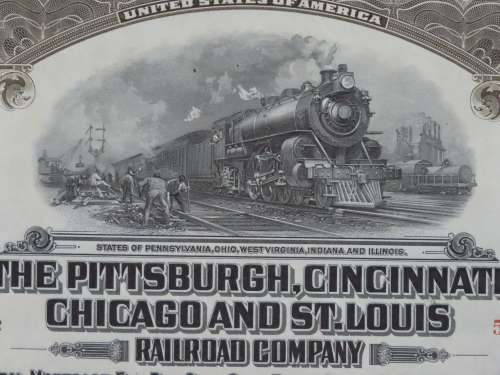 1925 Pittsburgh Cincinati Chicago and St Louis Railroad Company, $1000 Gold Bond Certificate 5955