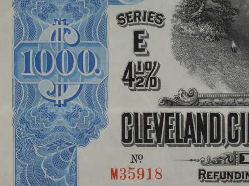 1927 Cleveland Cincinnati Chicago and St Louis Railway Company, $1000 Bond Certificate M35918