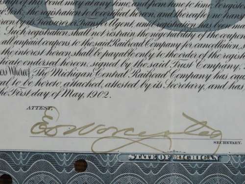1902 The Michigan Central Railroad Company, $1000 Gold Bond Certificate 4426