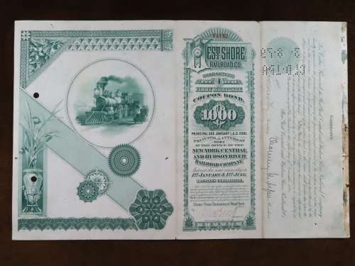1885 West Shore Railroad Company, $1000 Bond Certificate 14142