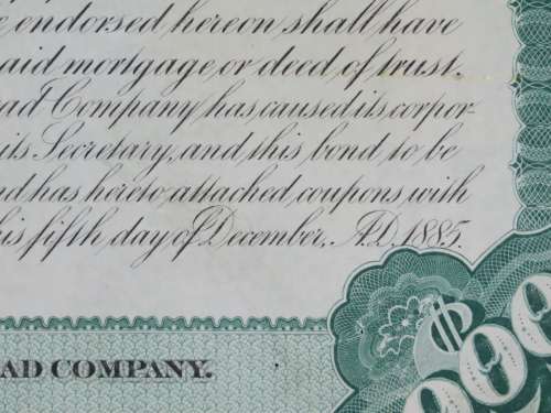 1885 West Shore Railroad Company, $1000 Bond Certificate 16386