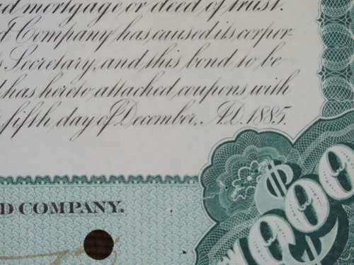 1885 West Shore Railroad Company, $1000 Bond Certificate 36553