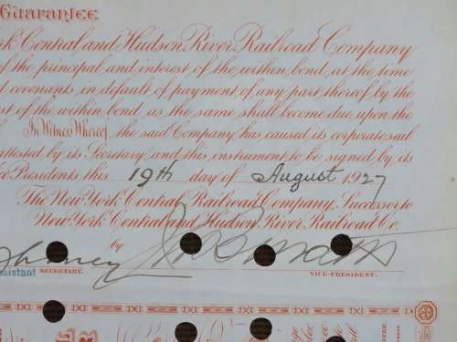 1927 West Shore Railroad Company, $1000 Bond Certificate M48626