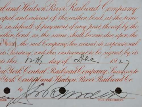 1927 West Shore Railroad Company, $1000 Bond Certificate M48874