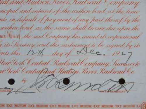 1927 West Shore Railroad Company, $1000 Bond Certificate M48868