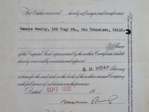 1932 North Butte Mining Company, Stock Certificate, 50 Shares , F13526