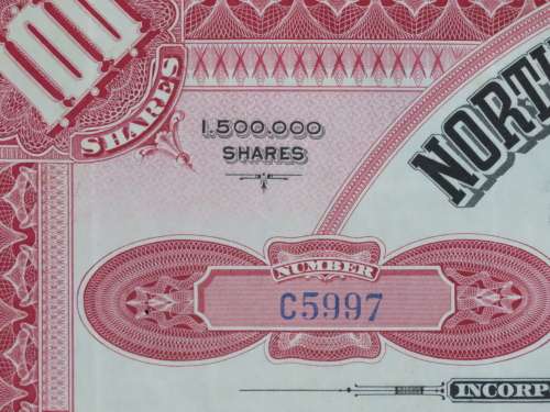 1930 Set of 2 North Butte Mining Company, Stock Certificate, 125 Shares , C5997