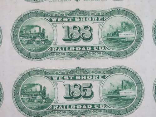 1885 West Shore Railroad Company, $1000 Bond Certificate With  Coupons 36670