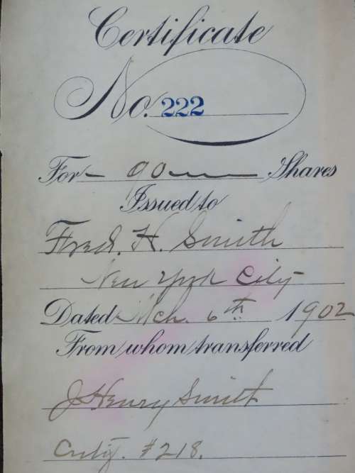 1901 Plume And Atwood Manufacturing Company, Stock Certificate, 90 Shares , 222