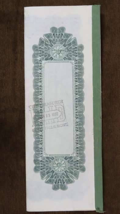 1919 City of Great Falls - South Side Sewer Bond, $1000 Bond, 110