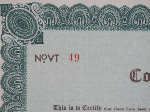 1942 Cosgrove Coal Company , Stock Certificate, 100 Shares, 49