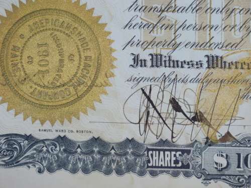 1906 American Shade Machine Company, Stock Certificate, 1588 Shares, 58