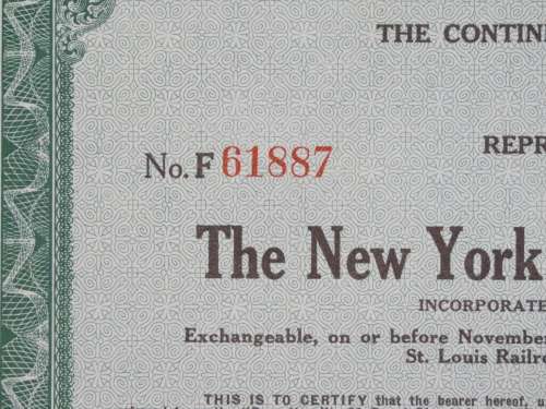 1947 New York Chicago and St Louis Railroad Company, Stock Certificate, 25 Shares, 61887
