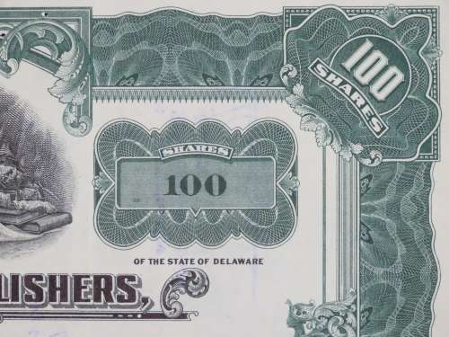 1937 United Printers and Publishers, Stock Certificate, 100 Shares, C444