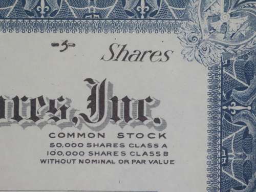 1922 Metropolitan 5 to 50c Stores, Stock Certificate, 3 Shares, 10709