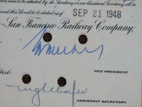 1948 St Louis San Francisco Railway Company, $1000 Bond Certificate RM248