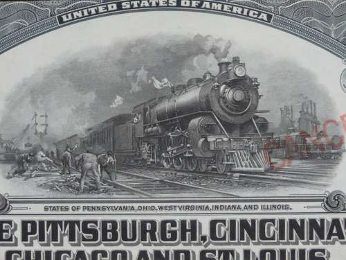1920 Pittsburgh Cincinnati Chicago and St Louis Railroad Company, $1000 Gold Bond Certificate 10160