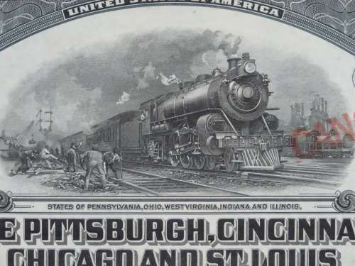 1920 Pittsburgh Cincinnati Chicago and St Louis Railroad Company, $1000 Gold Bond Certificate 10162