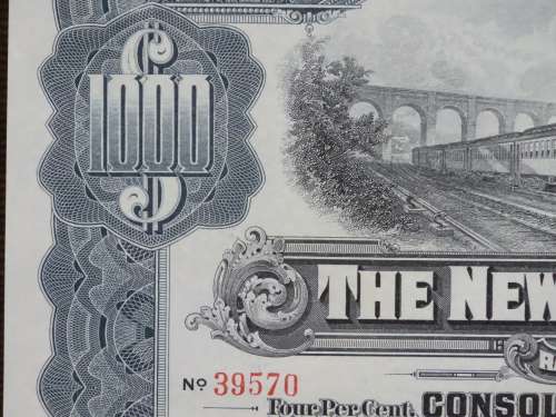 1913 The New York Central Railroad Company, $1000 Gold Bond Certificate 39570