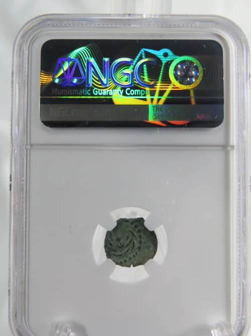 Ancient Judaea Half Prutat Coin, 4 BC NGC Herod Archelaus