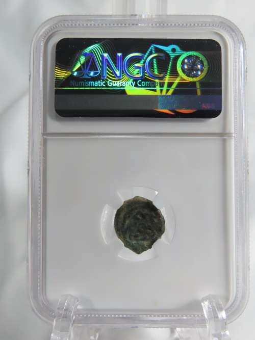 Ancient Judaea Half Prutat Coin, 4 BC NGC Herod Archelaus