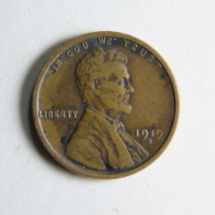 USA , 1919 S Lincoln Cent, Wheat Penny , San Francisco Mint