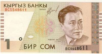 Kyrgyzstan - 1 Som, 1999, Crisp UNC., p15
