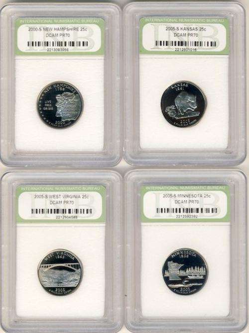 4 x Proof Statehood Quarter Dollar coins, Proof , 25c, USA, America,