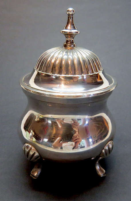 Silver plated sugar bowl with lid