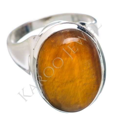 Sterling silver ring - TIGER EYE (size 7.5 / P)