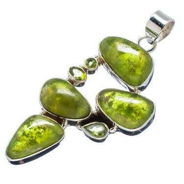 Sterling silver pendant - TOURMALINE and PERIDOT