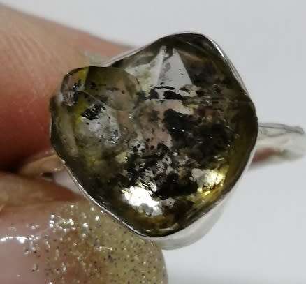 Sterling silver ring - HERKIMER DIAMOND (size 9 / R half)