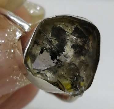 Sterling silver ring - HERKIMER DIAMOND (size 9 / R half)