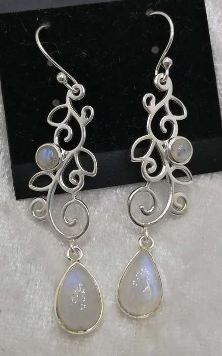Sterling silver earrings - RAINBOW MOONSTONE