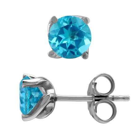 Sterling silver earrings - Natural PARAIBA BLUE TOPAZ