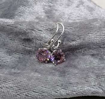 Sterling silver earrings - Sparkling CUBIC ZIRCONIA (pink)