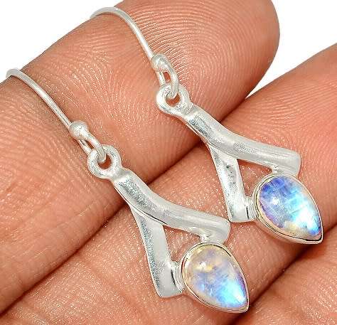 Sterling silver earrings - RAINBOW MOONSTONE