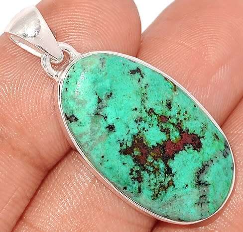 Sterling silver pendant - SONORA SUNRISE CUPRITE CHRYSOCOLLA