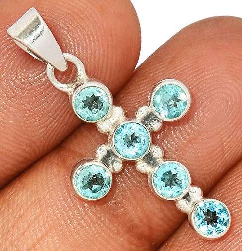 Sterling silver pendant - BLUE TOPAZ