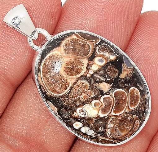 Sterling silver pendant - TURITELLA AGATE