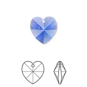 SAPPHIRE Swarovski 14mm heart pendant